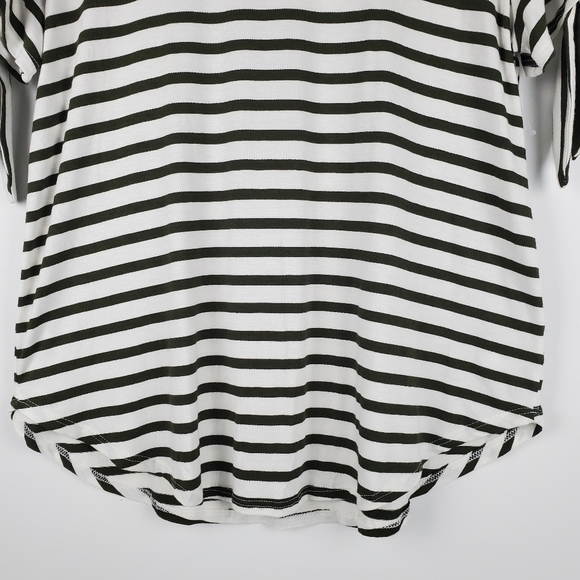 Green Envelope White Green Striped Tight Knit Top Blouse Size M Womens NWT - Picture 5 of 13